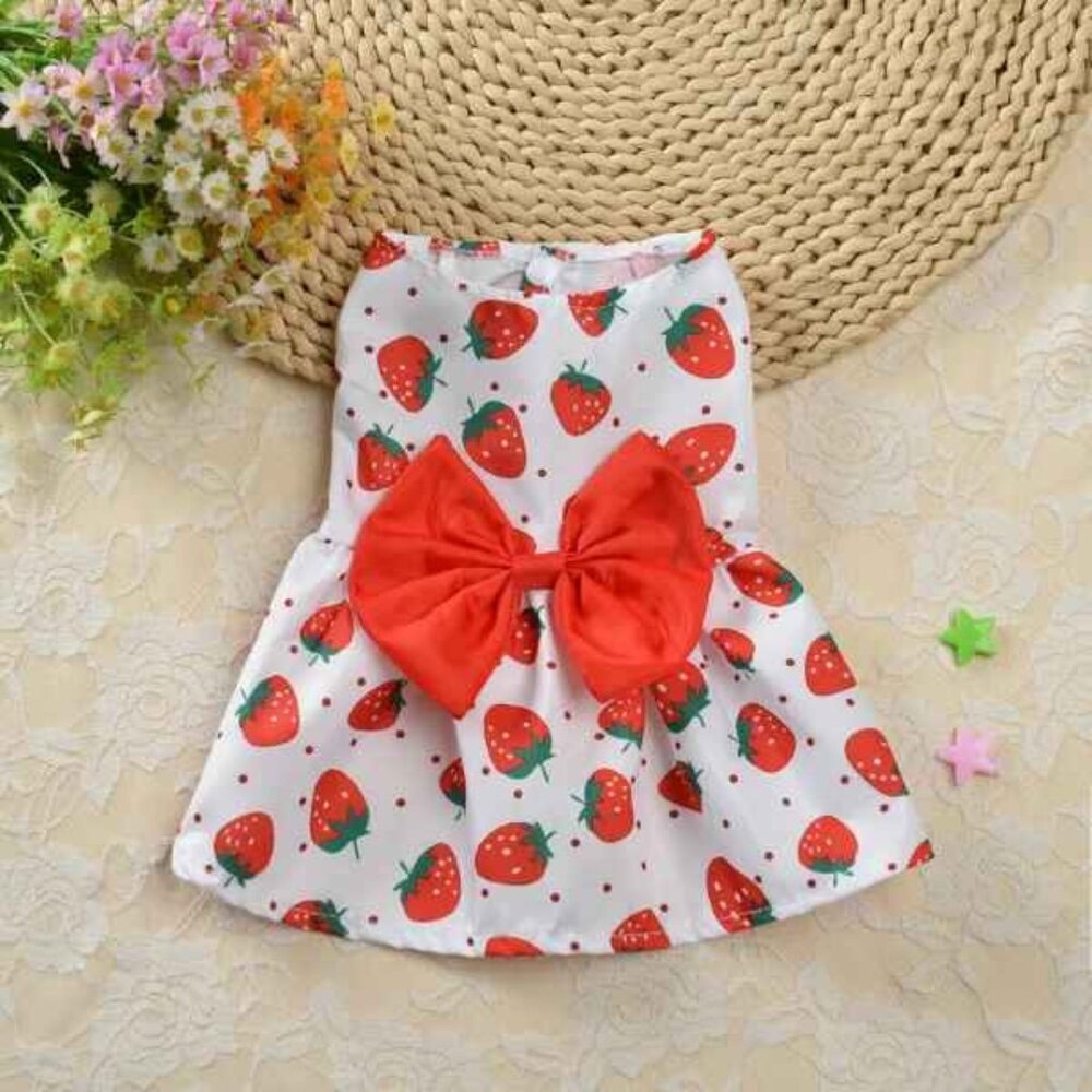 Pet Dog Cat Princess Skirt Dress Floral Colorful‎ Snap Close Bow Accent Cute MED